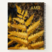 Autumn Leaf Golden Fern Foto van Monogram Notitieboek (Achterkant)