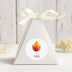 Autumn Leaf Herfst Modern Wedding Rust Ronde Sticker