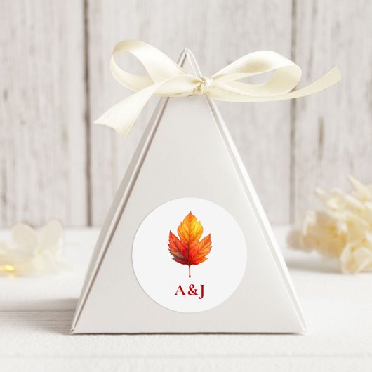 Autumn Leaf Herfst Modern Wedding Rust Ronde Sticker