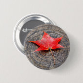 Autumn Leaf on Log Round Button (Voorkant /achterkant)