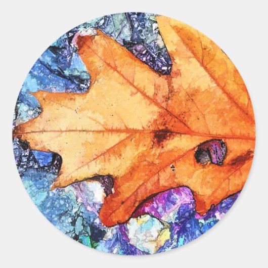 AUTUMN LEAF RONDE STICKER (Voorkant)