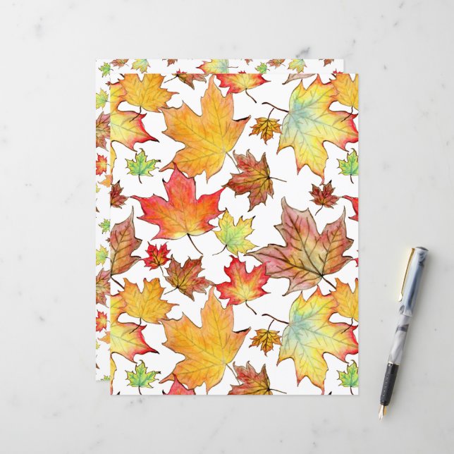 Autumn Leaf Scrapbook Paper (Voorkant / Achterkant in situ)