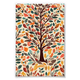 AUTUMN LEAF TREE DESIGN FOTO AFDRUK