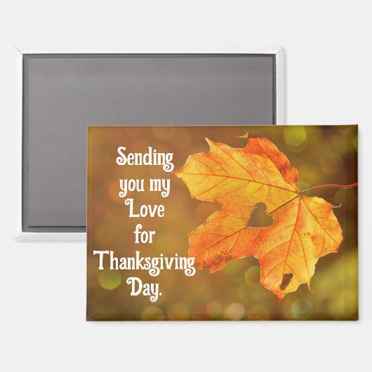 Autumn Leaf With Heart Thanksgiving Magnet (Recto/Verso)