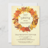 Autumn Leaf Wreath Thanksgiving Dîner Invitation (Devant)