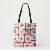 Autumn Leaves & Acorns Grid Pattern Canvas tas (Voorkant)