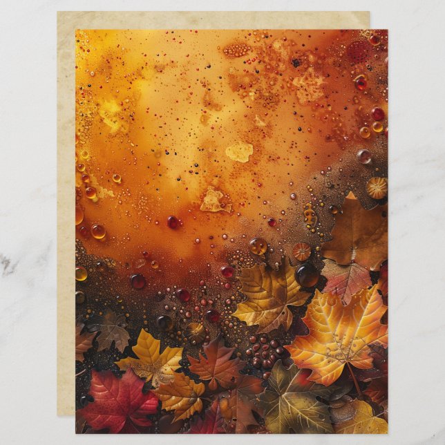Autumn Leaves and Beads Scrapbook Paper (Voorkant / Achterkant)
