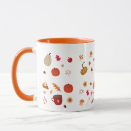 Autumn leaves and pumpkins illustration pattern mok