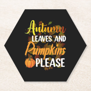 Autumn leaves and pumpkins please funny halloween kartonnen onderzetters