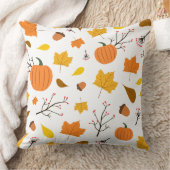 Autumn Leaves and Pumpkins with Pastel Yellow Back Kussen (Deken)