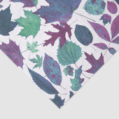 Autumn Leaves Blue Paarse Turquoise Tissuepapier (Detail)