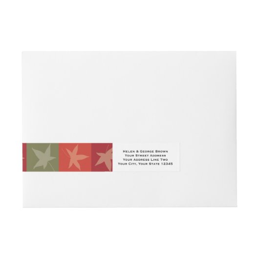 Autumn Leaves Checkerboard Omwikkelbaar Adreslabel (Voorkant)