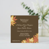 Autumn Leaves Chocolate Brown Square Invitations Kaart (Staand voorkant)