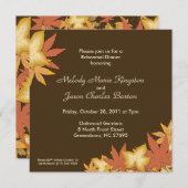 Autumn Leaves Chocolate Brown Square Invitations Kaart (Voorkant / Achterkant)