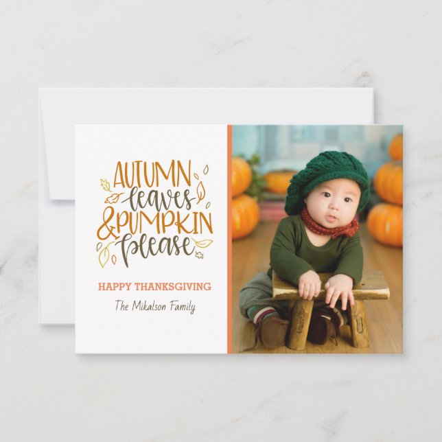 Autumn Leaves en Pumpkins Please Photo Card (Voorkant)