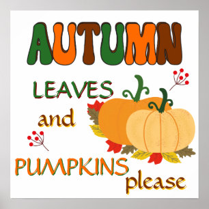 Autumn Leaves en Pumpkins Poster