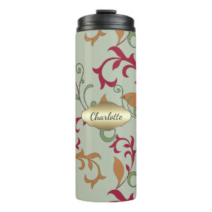 Autumn Leaves en Swirls met Monogram Thermosbeker