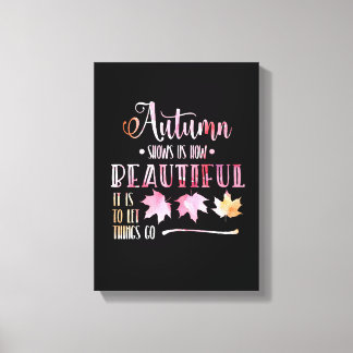 Autumn leaves, fall - Goodbye, poem. Calligraphy Canvas Afdruk