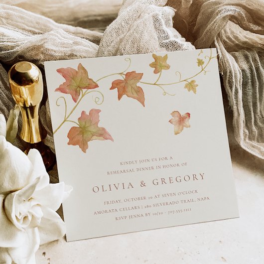 Autumn Leaves Fall Rehearsal Dinner Kaart