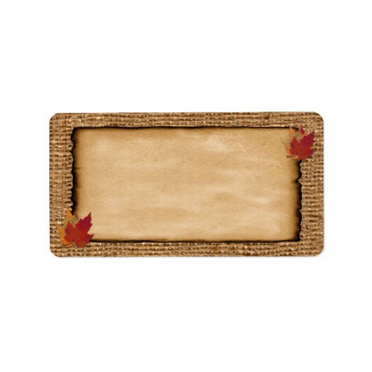 Autumn Leaves, FAUX Burlap PRINT-AT-HOME Label (Voorkant)