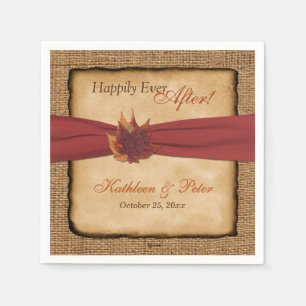 Autumn Leaves, FAUX Burlap Wedding Napkins 3 Servetten