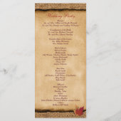 Autumn Leaves FAUX Burlap Wedding Program - Wijn Programma (Achterkant)