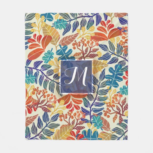 Autumn Leaves Fine Floral Achtergrond Fleece Deken (Voorkant)