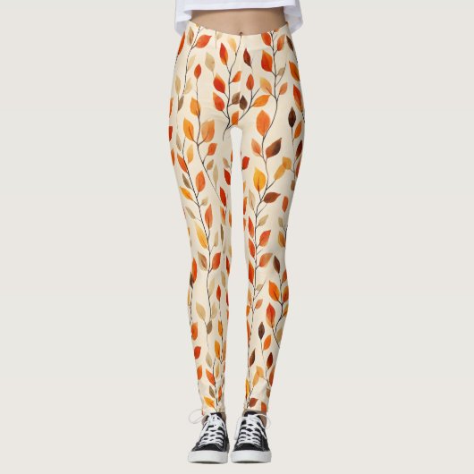 Autumn Leaves Herfst Pattern Leggings (Voorkant)