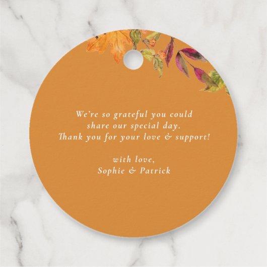 Autumn Leaves Krans doop Dank u Bedankjes Labels (Achterkant)