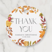 Autumn Leaves Krans doop Dank u Bedankjes Labels (Voorkant)