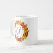 Autumn Leaves Krans Gepersonaliseerde Monogram Mok (Voorkant links)