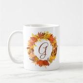 Autumn Leaves Krans Gepersonaliseerde Monogram Mok (Links)