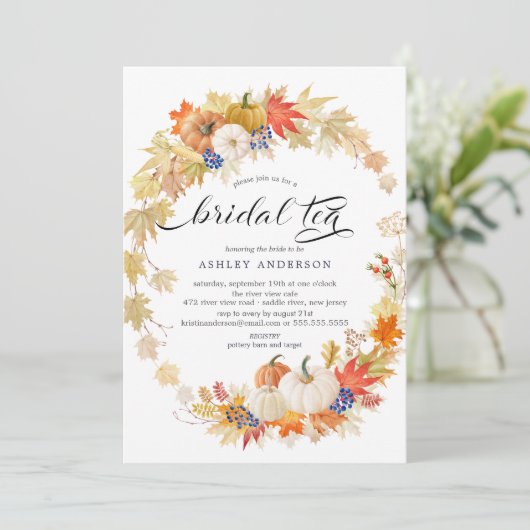 Autumn Leaves Krans Vrijgezellenfeest Tea Kaart (Staand voorkant)