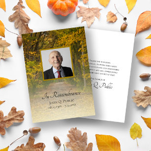 Autumn Leaves Lane Funeral Memorial Sympathy Bedankkaart