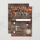 Autumn Leaves Lantern Rustic Fall Wedding RSVP (Voorkant / Achterkant)