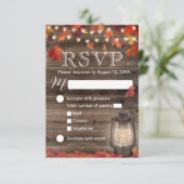 Autumn Leaves Lantern Rustic Fall Wedding RSVP Kaartje (Staand voorkant)