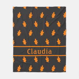 Autumn Leaves Patroon Zwart Fleece Deken