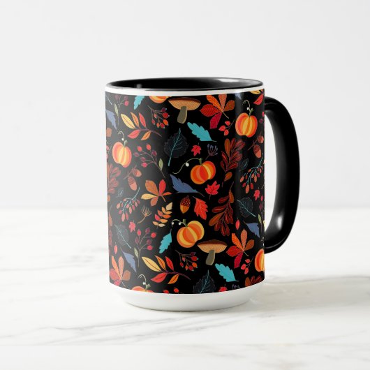 Autumn Leaves Pattern Coffee Mok - Aangepaste kleu (Voorkant rechts)