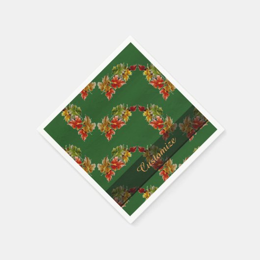 Autumn Leaves Pattern Green Napkins Servetten (Hoek)