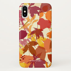 Autumn Leaves Pattern Personalized iPhone X Hoesje