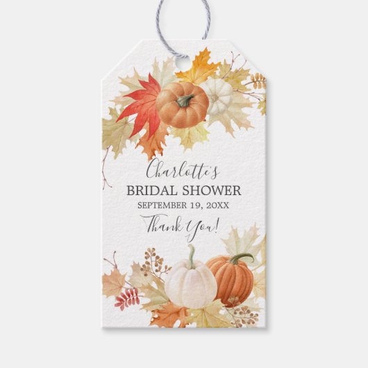 Autumn Leaves Pompoen Vrijgezellenfeest Favor Cade Cadeaulabel (Voorkant)