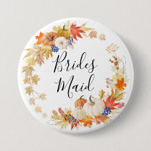 Autumn Leaves Pumpkin Bridesmaid Ronde Button 7,6 Cm