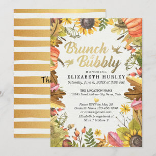 Autumn Leaves Pumpkin Brunch Bubble Vrijgezellenfe Kaart