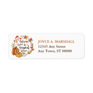 Autumn Leaves Pumpkin Circle Return Address Etiket