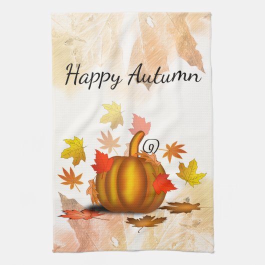 Autumn Leaves & Pumpkin Kitchen Towel Theedoek (Verticaal)