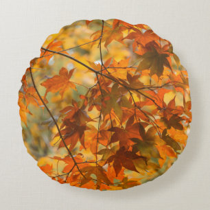 Autumn Leaves Pumpkin Oranje katoen Rond Kussen