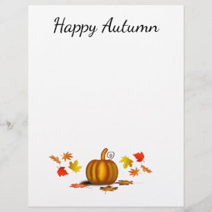 Autumn Leaves & Pumpkin Stationery