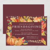 Autumn Leaves Pumpkin String Lights Friendsgiving Kaart (Voorkant / Achterkant)