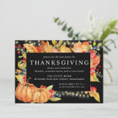 Autumn Leaves Pumpkin String Lights Thanksgiving Kaart (Staand voorkant)