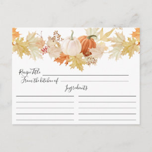 Autumn Leaves Pumpkins Floral Recipcard Briefkaart
